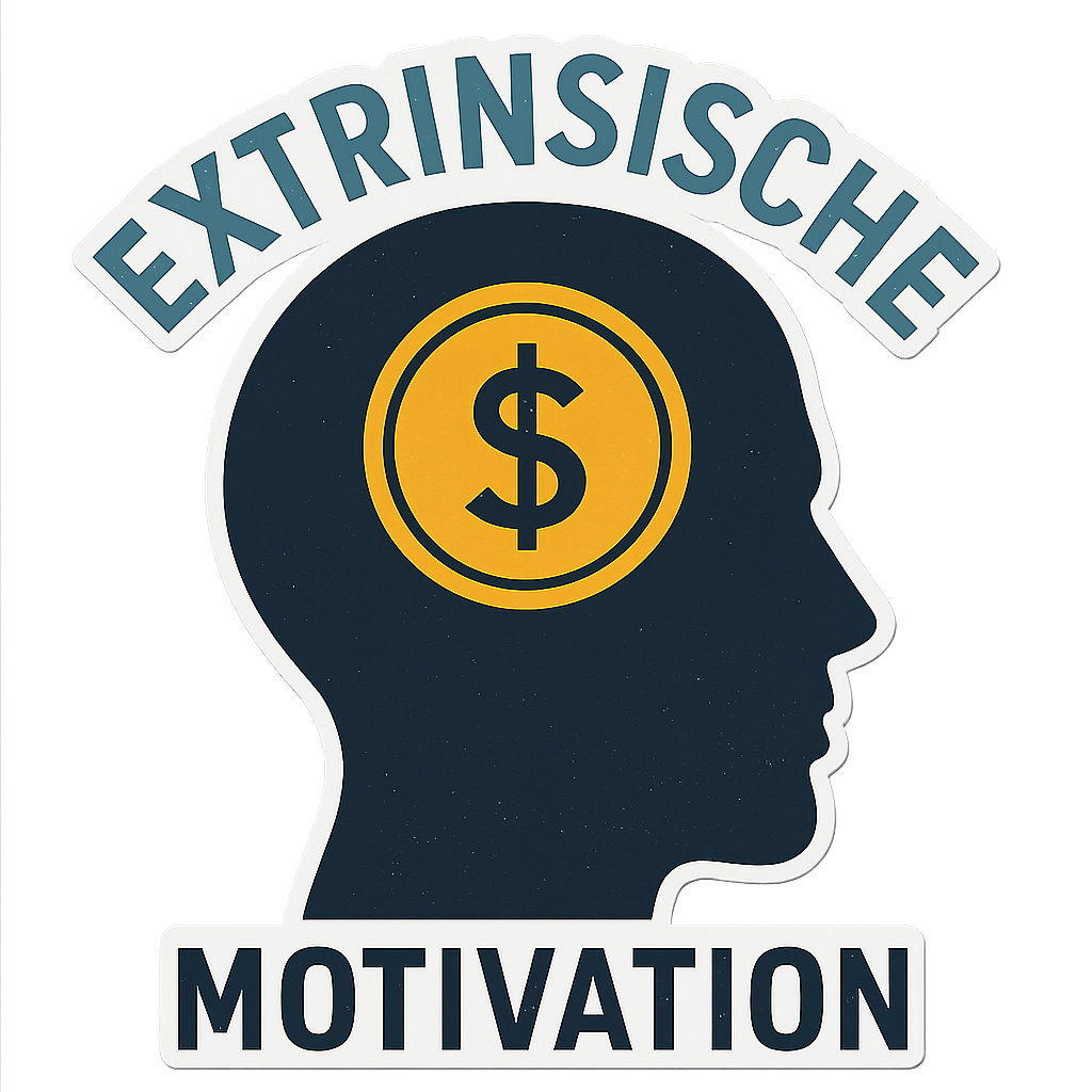 Ein stilisiertes Profil mit einem Dollarzeichen symbolisiert extrinsische Motivation, relevant für App Store Optimierung.