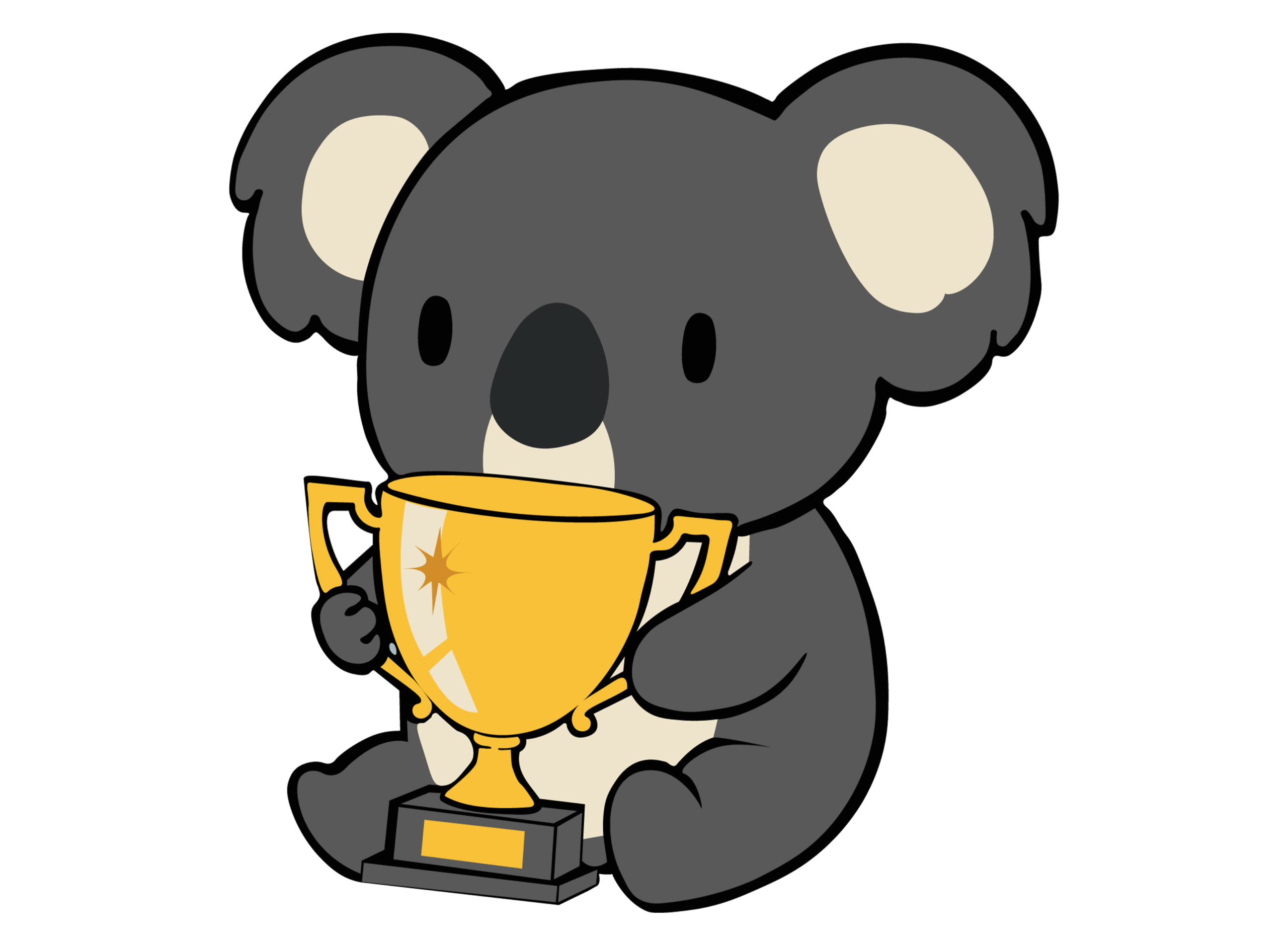 Ein niedlicher Koala hält einen goldenen Pokal, der spielerisch an erfolgreiche App Store Optimierung erinnert.